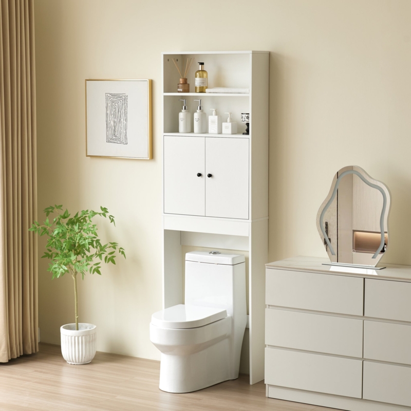 Farmhouse Over-The-Toilet Cabinet with Sliding X-Brace Barn Doors