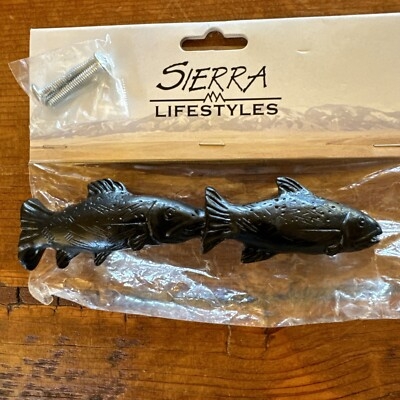 Fish Shaped Cabinet Pulls Mirrored Pair Black Hardware Matte Coastal