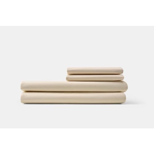 Flat Sheet Bone Color Plain Weave Cotton Blend Folded
