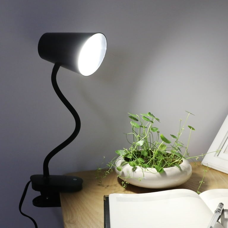 Flexible Gooseneck Clip On Lamp Matte Spring Clamp Circular Head