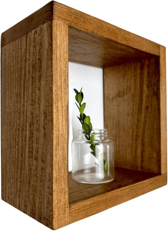 Floating Cube Shelf Dark Walnut Shadow Box Clean Lines