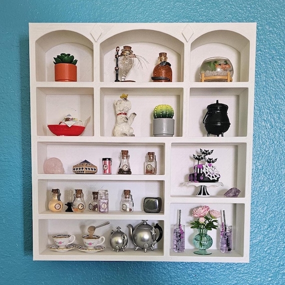 Floating Shelf 1:6 Scale Grid Cubbies Multi-Tier Miniature Display