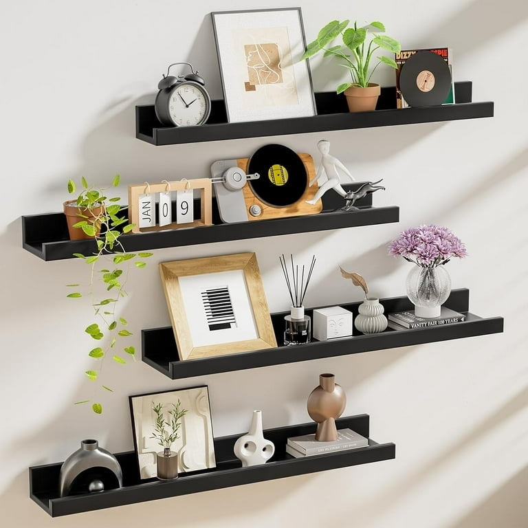 Floating Shelf Black U-Shaped Design Matte Finish Vinyl Display