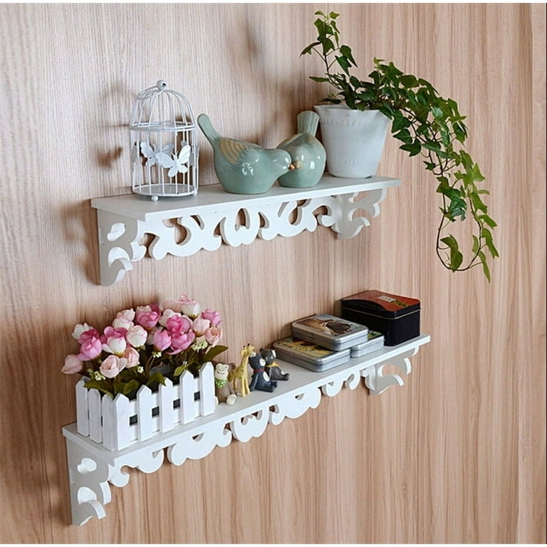 Floating Shelf Carved Floral Pattern Shabby Chic Wall Display