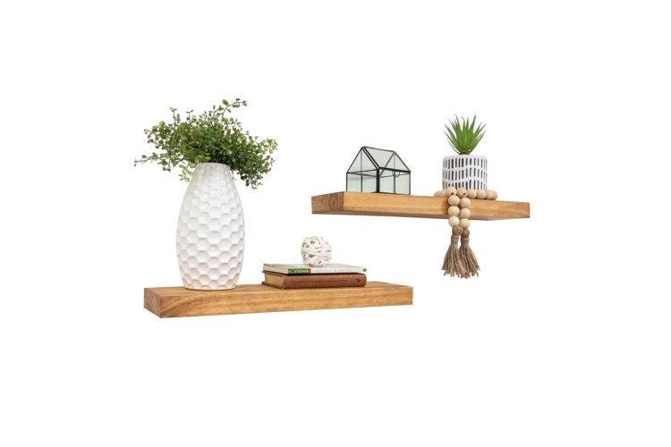 Floating Shelf: Compact Wood Toned Bracketless Design for Small Spaces