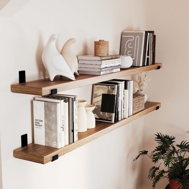 Floating Shelf Extra Long Burnt Finish Moody Living Room Wall Decor