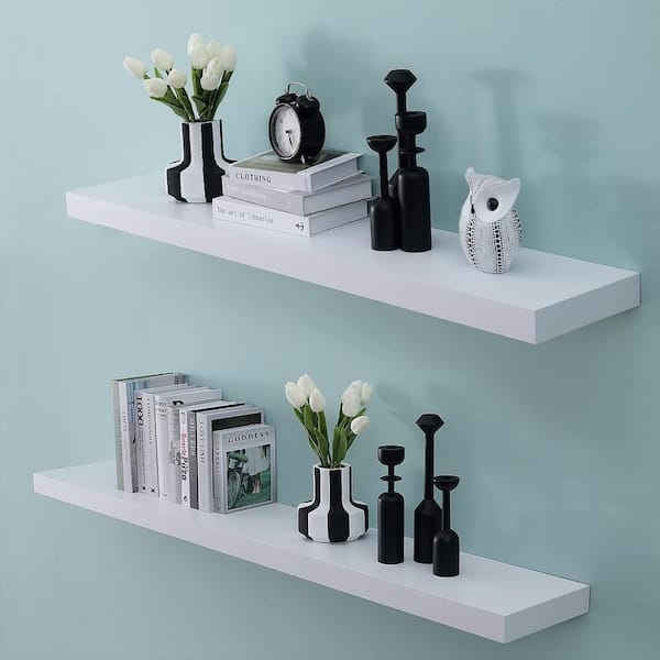 Floating Shelf Extra Wide Silhouette Matte Finish Hidden Hardware