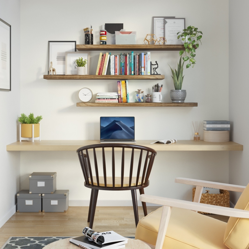 Floating Shelf, Hidden Brackets, Rustic Burnt Finish Dark Brown Wood