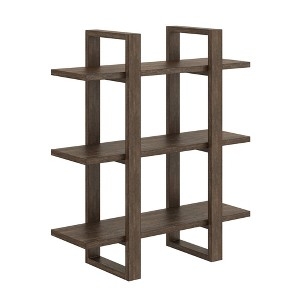Floating Shelf Ladder Style Three Tier Dark Brown Wood