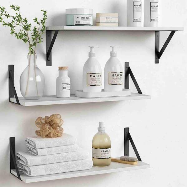 Floating Shelf Matte White Set of Three Minimalist Design