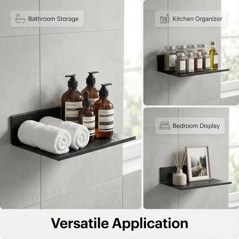Floating Shelf: Minimalist Matte Black Metal U-Shaped Ledge
