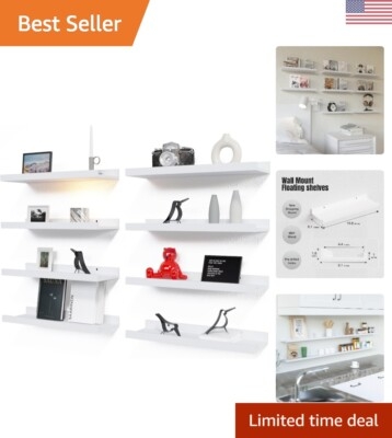 Floating Shelf Narrow Profile Front Lip Picture Ledge Wall Mounted