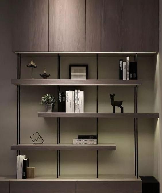 Floating Shelf Set Round Silhouette Gold Finish Staggered Metal Trio