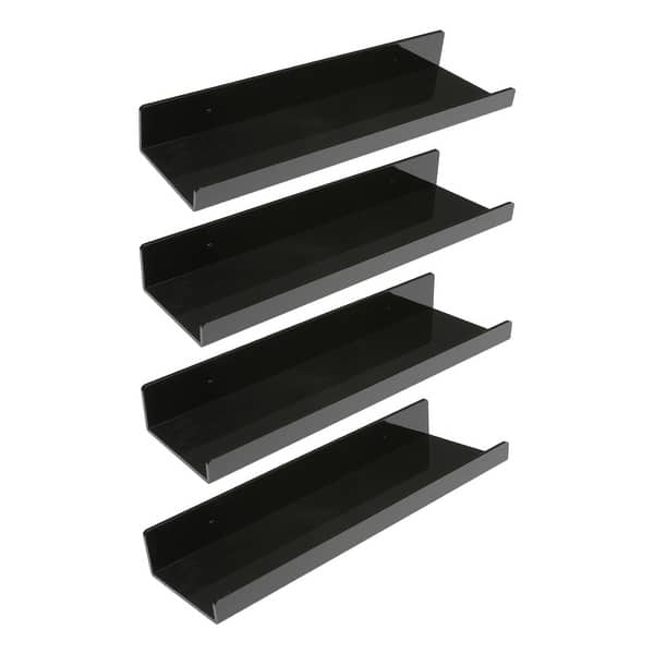 Floating Shelf Set Translucent Smoke Acrylic U-Shaped Profile
