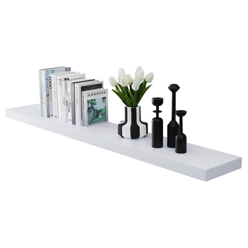 Floating Shelf: Thick Profile Matte White with Concealed Mounting
