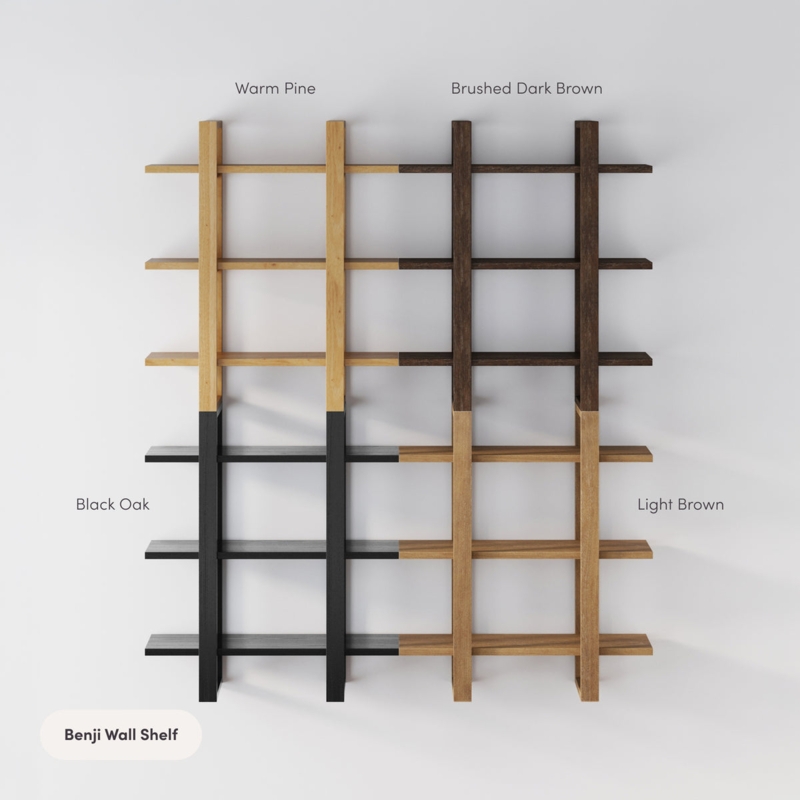 Floating Shelf Three Tier Modular Wire Brushed Dark Brown