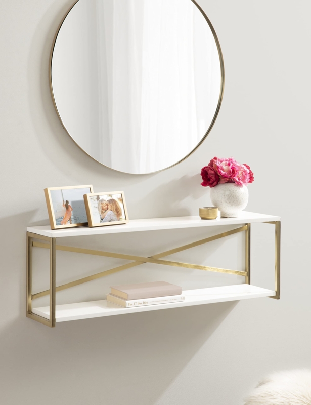 Floating Shelf Two-Tier Gold Frame Rectangular Silhouette