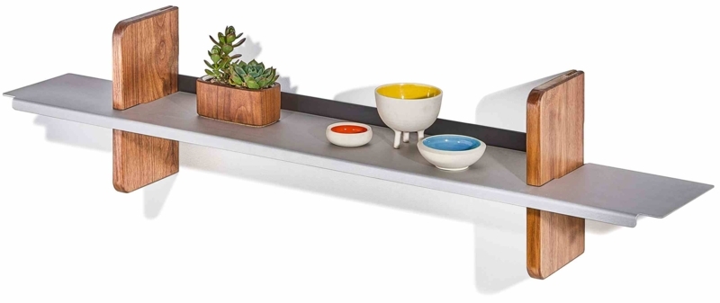 Floating Shelf: Walnut Finish Slim Profile Wood, Minimalist Scandi Wall Decor