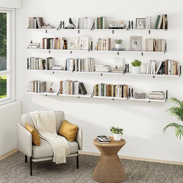 Floating Shelf Wide Surface Rectangular Form Matte Finish Contemporary