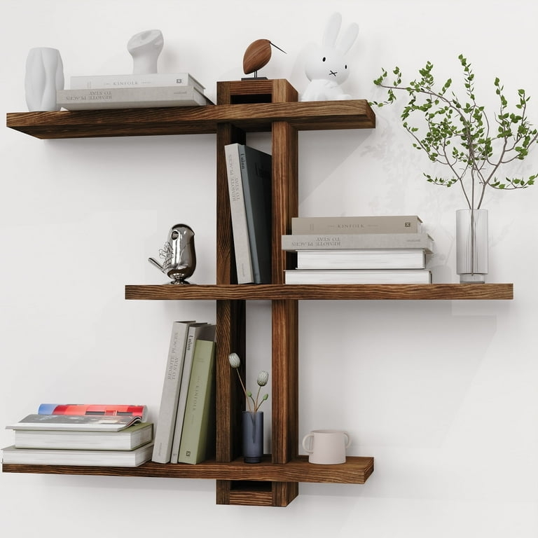 Floating Shelf with Industrial Brackets: Industrial Wood Wall Shelf