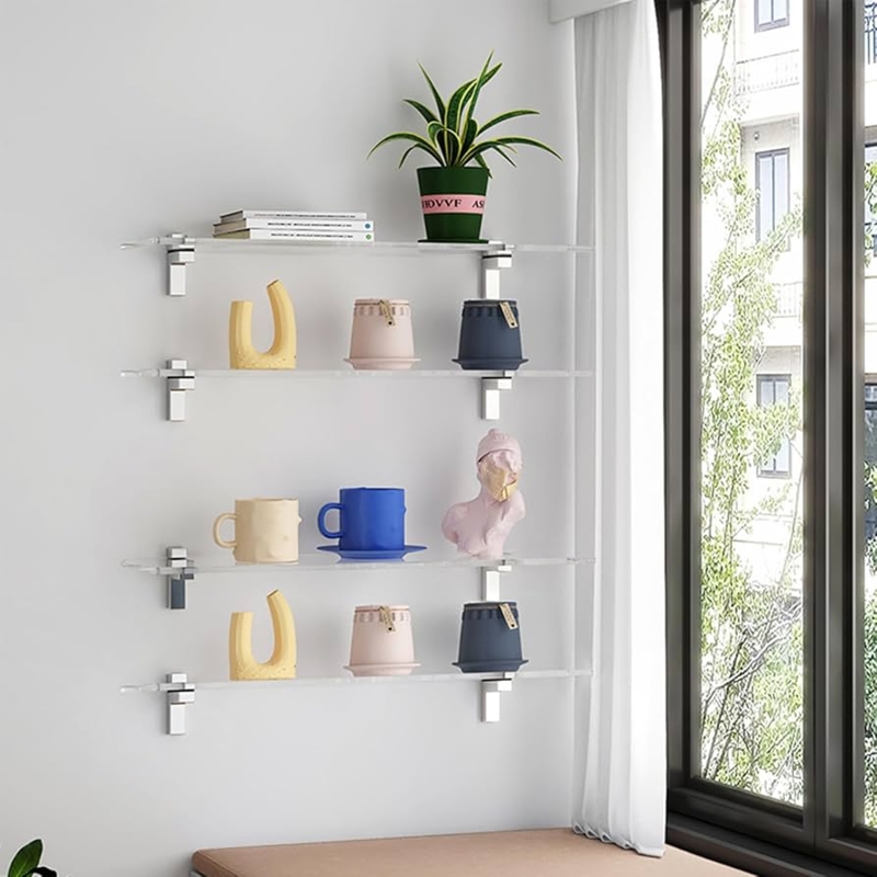Floating Shelves Acrylic Invisible Shelving for Minimalist Wall Storage