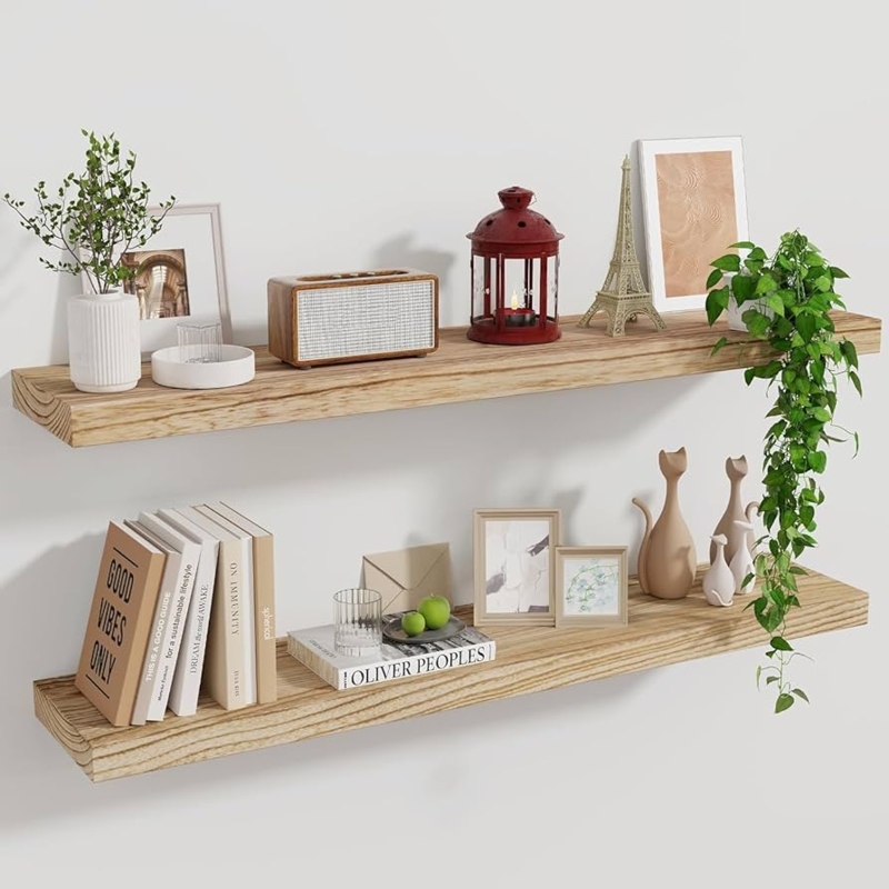 Floating Shelves Carbonized Finish Chunky Profile Rustic Modern