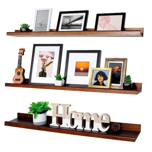 Floating Shelves Cherry Brown Finish with Front Lip Set