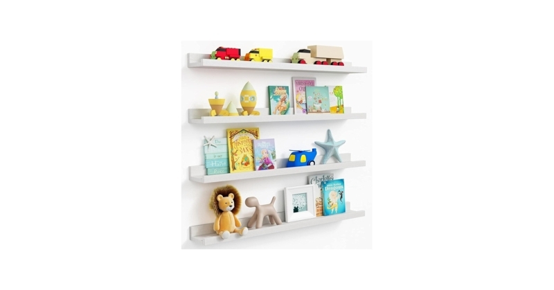 Floating Shelves Front Lip White Matte Finish Picture Ledge Set