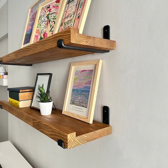 Floating Shelves J Brackets Rustic Timber Industrial Style