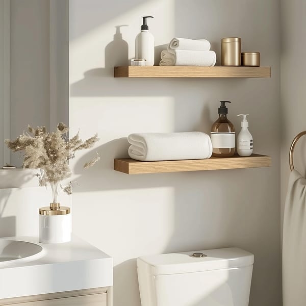 Floating Shelves Ledge with Front Lip for Natural Wood Grain Display