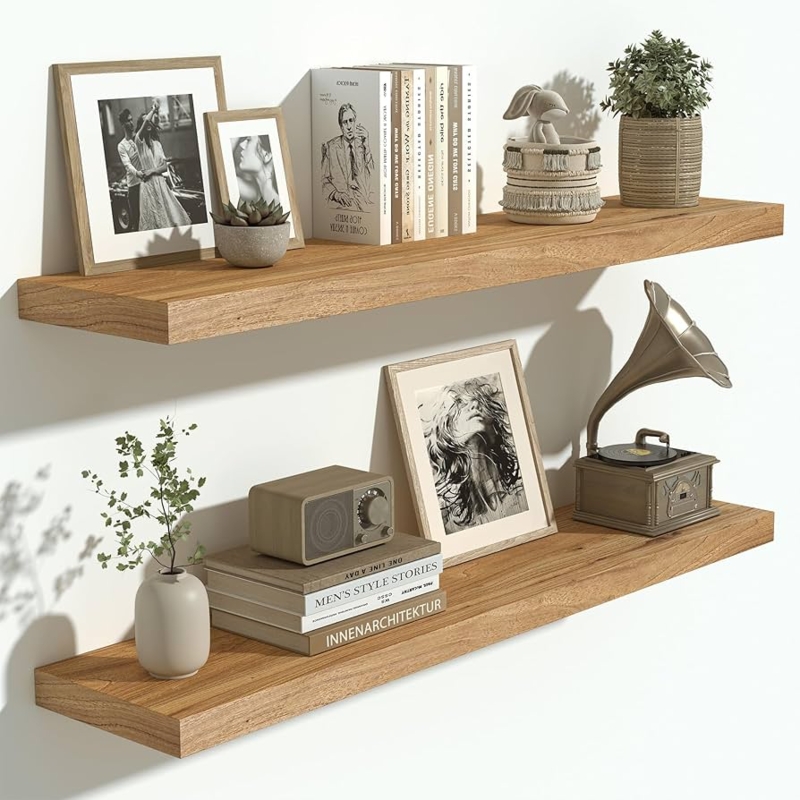 Floating Shelves Live Edge Elm Wood Rustic Farmhouse Display