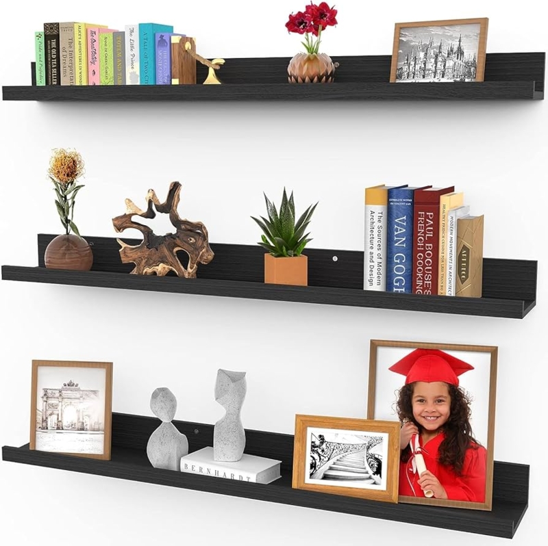 Floating Shelves Picture Ledge Silhouette Ebony Finish Modern Rustic