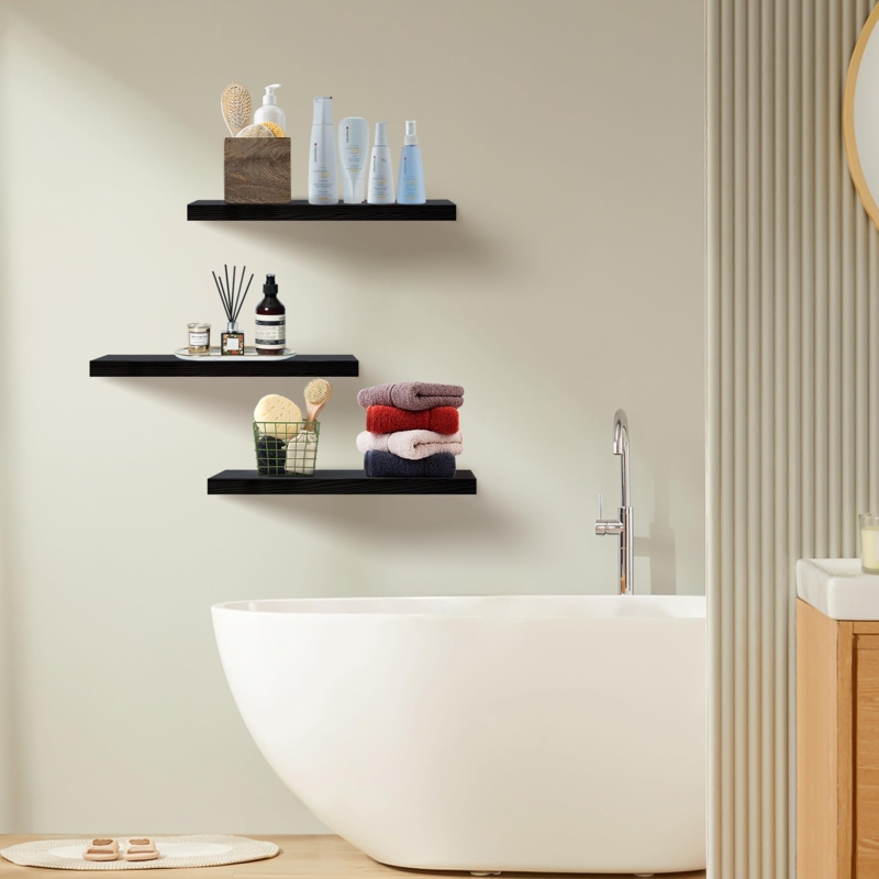 Floating Shelves Rectangular Set of 3 with Hidden Mounting Hardware