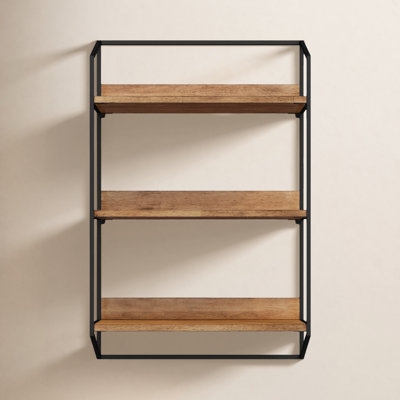 Floating Shelves Rounded Corners Warm Wood Tone Minimalist Modern