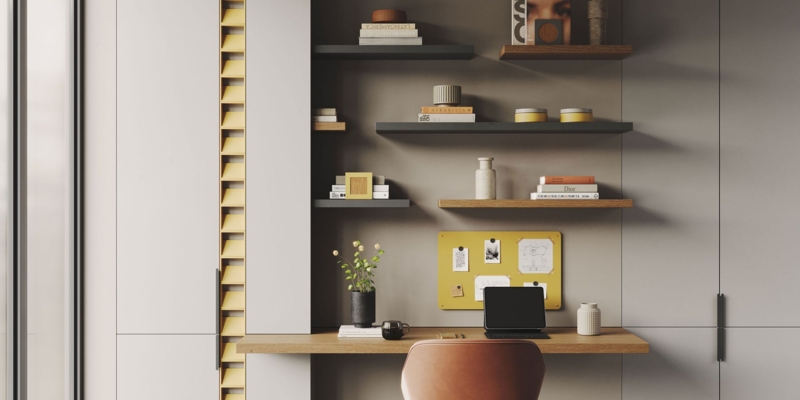 Floating Shelves Scandinavian Modern Floating Desk System with LED
