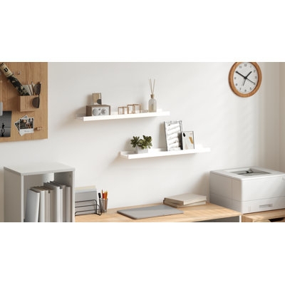 Floating Shelves Set: Dark Brown Wood-Toned Straight Edge Design