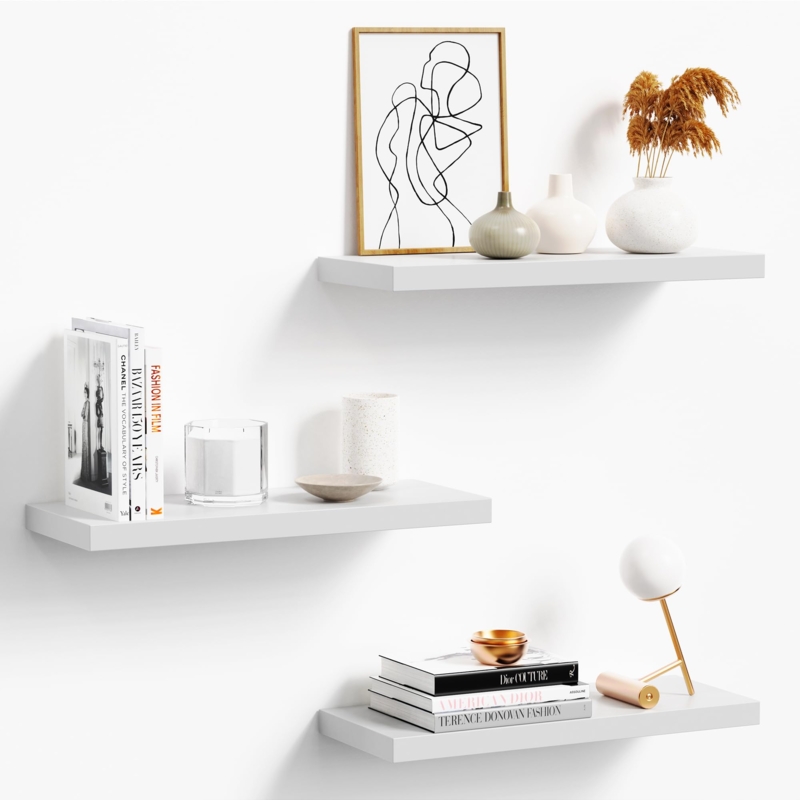 Floating Shelves Set Of Three Matte Finish Hidden Hardware Storage