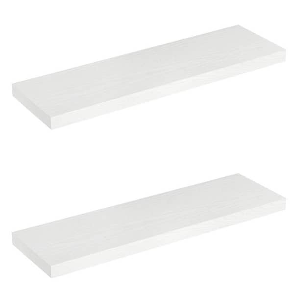 Floating Shelves Set Of Two White Matte Finish Thick Profile Modern