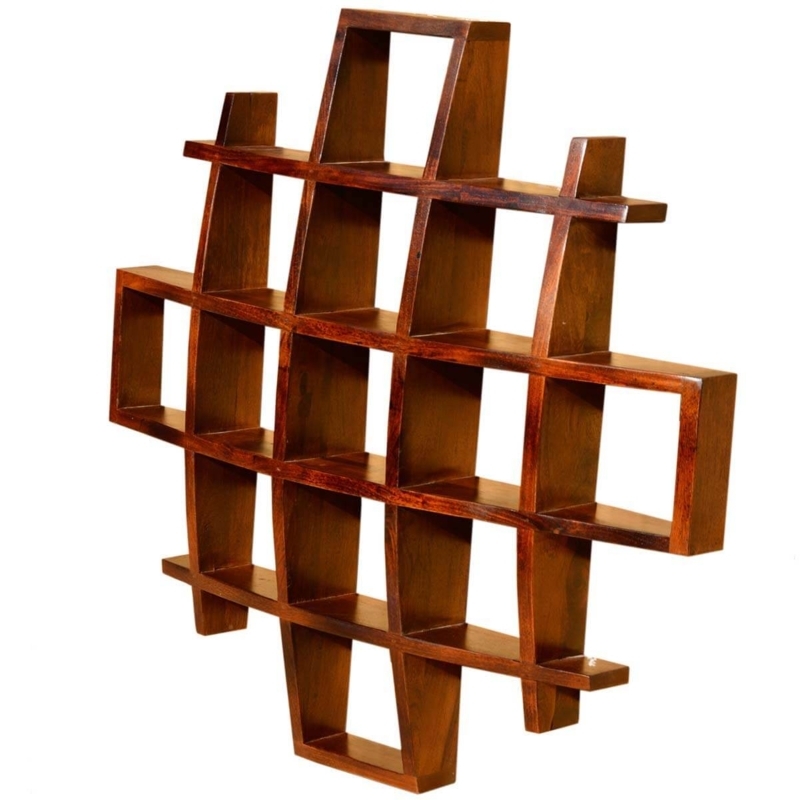 Floating Shelves Square Shadow Box Medium Brown Wood Set