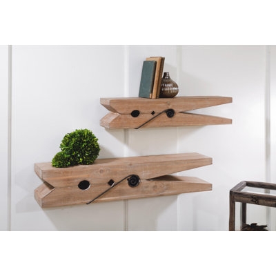 Floating Shelves Stepped Geometric Silhouette Set of Two Espresso
