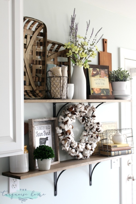 Floating Shelves Thick Profile: Farmhouse Kitchen Shelf Styling Wood