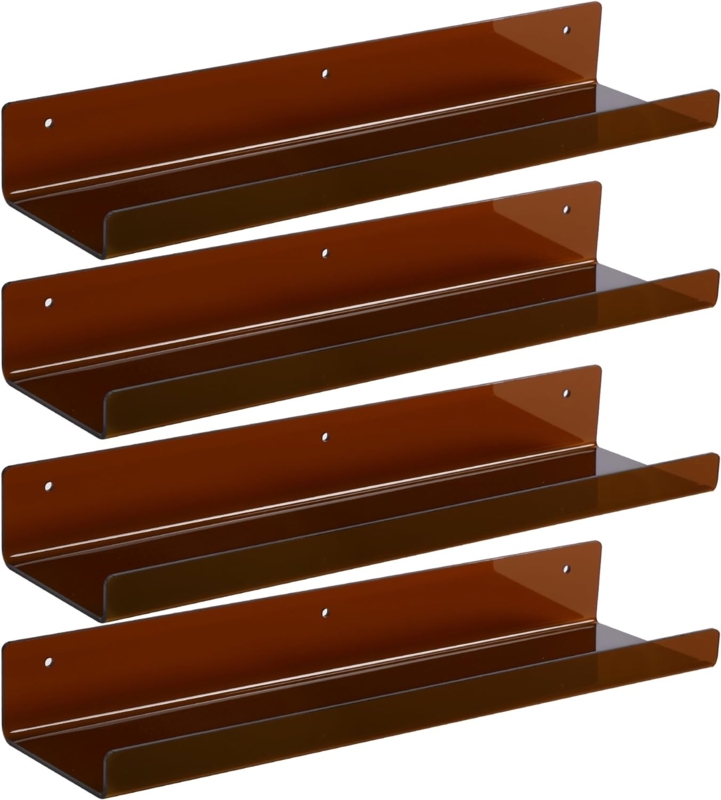 Floating Shelves Translucent Amber Acrylic Ledge Set