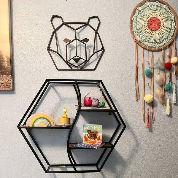 Floating Shelves Triangular Brackets: Industrial Wood Shelves Set