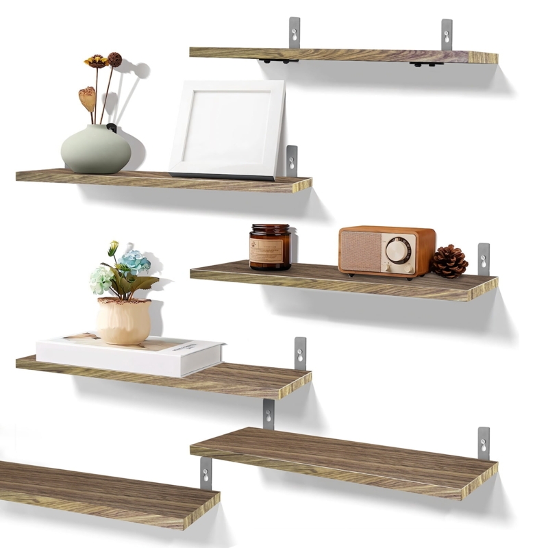 Floating Shelves Triangular Brackets Staggered Arrangement