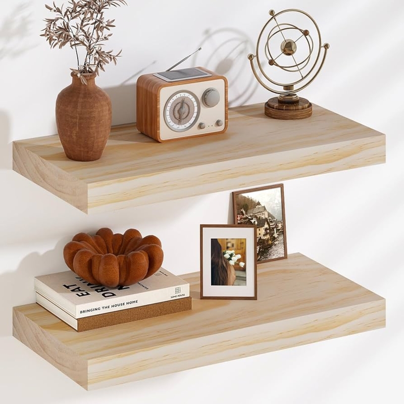 Floating Shelves Unfinished Pine Wood Extra Deep Organic Modern
