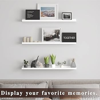 Floating Shelves Vertical Stack Layout White Matte Protective Ledge