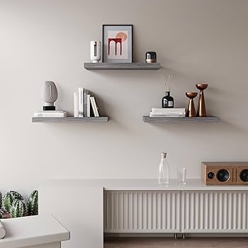 Floating Shelves with Front Lip, Wood Grain Finish for Wall Storage