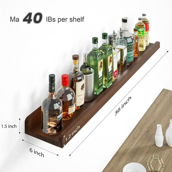 Floating Shelves Wood Grain Thick Rectangular Profile Set of Two