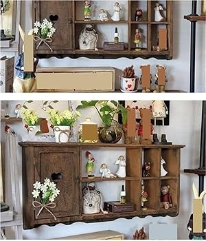 Floating Wall Cabinet Rustic Sage Green Glass Front Doors