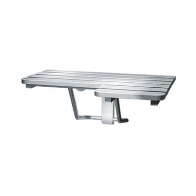 Folding Shower Seat, L-Shaped, Wall-Mounted, Stainless Steel.